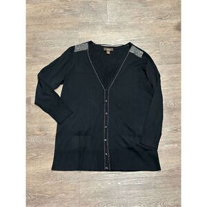 Victor Alfaro black embellished cardigan wool blend punk rock glam L